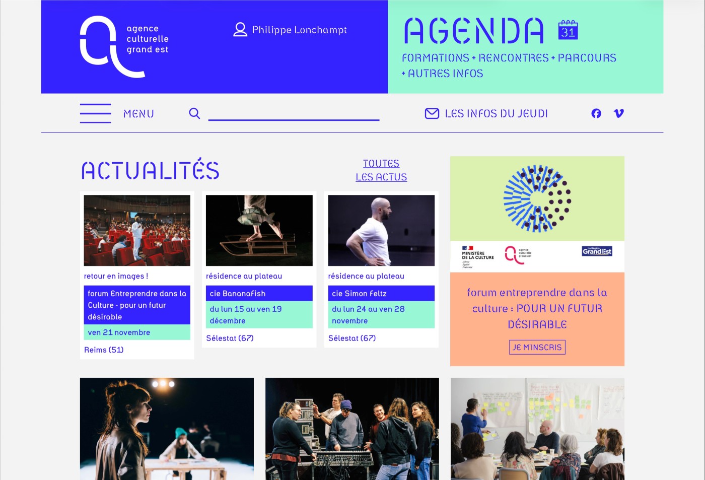 La page d'accueil du portail principal.