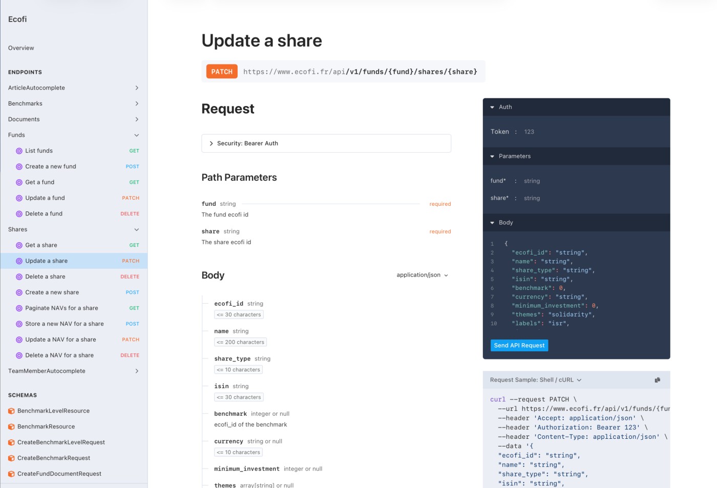 L'API que nous avons créée pour Ecofi est documentée de manière exhaustive.