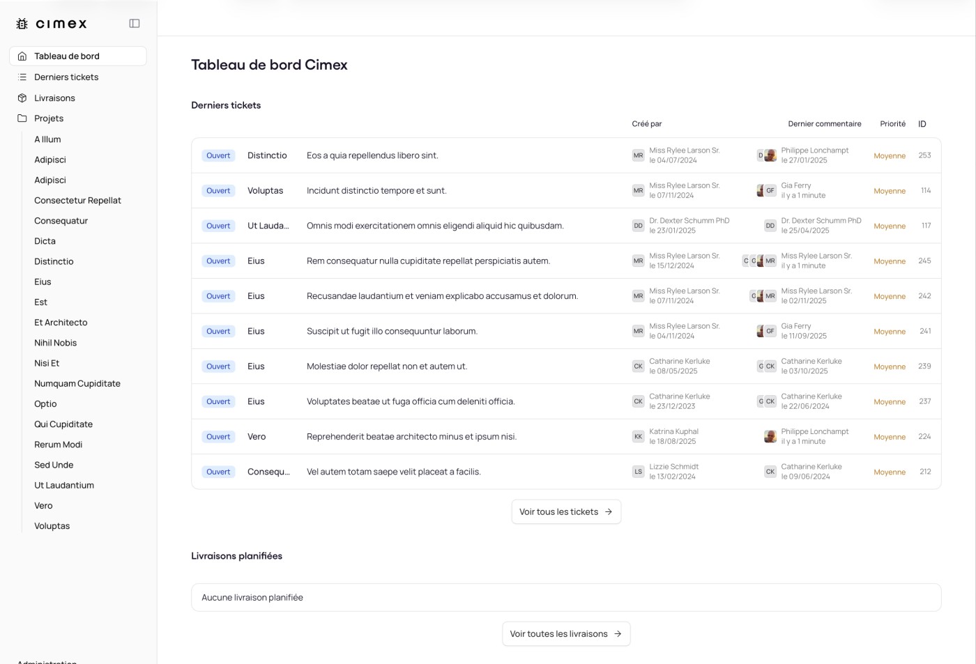 La vue de tous les tickets en cours, côté admin, permet de savoir à tout moment où on en est.