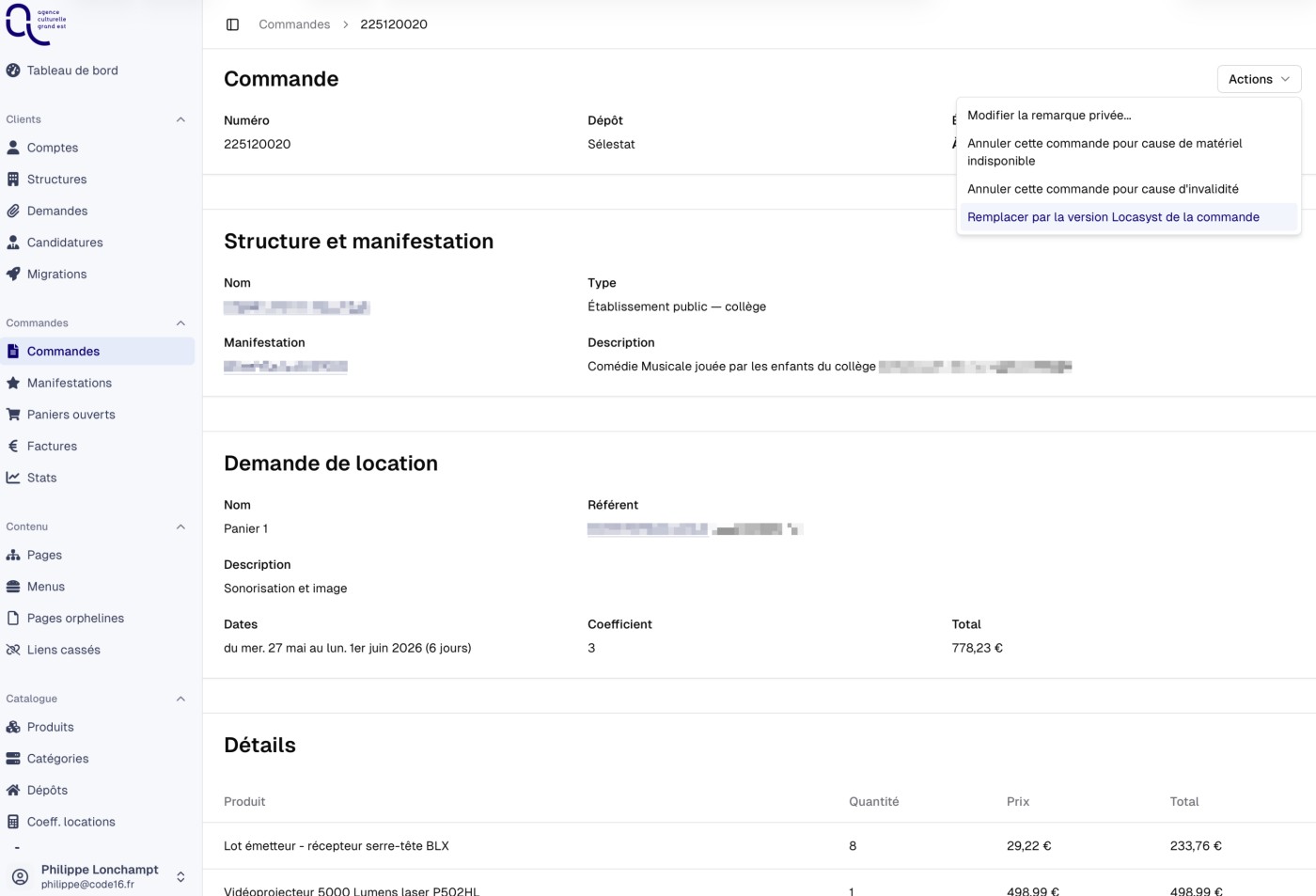 Sharp for Laravel est utilisé par les administrateurs pour gérer le contenu, mais aussi les devis, factures, paiements, messages, etc.